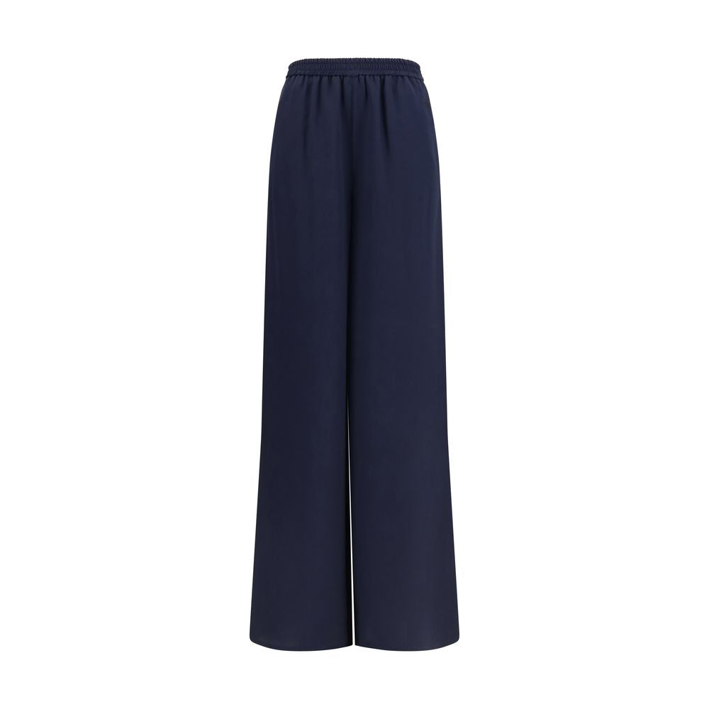 Blue Silk Casual Pants