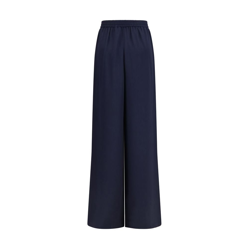 Blue Silk Casual Pants