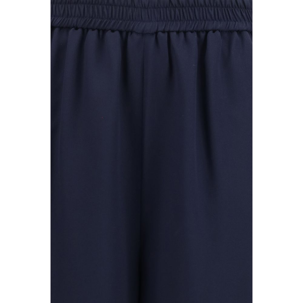 Blue Silk Casual Pants