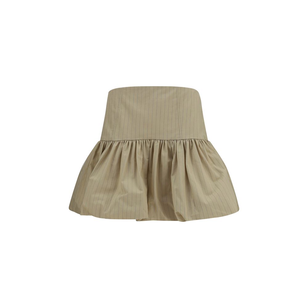 Beige Cotton Mini Skirt