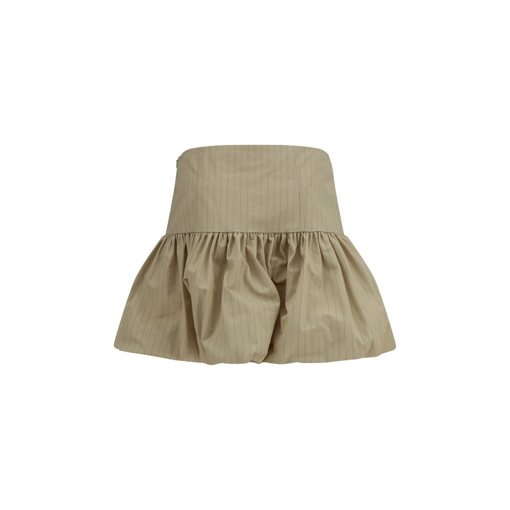 Beige Cotton Mini Skirt