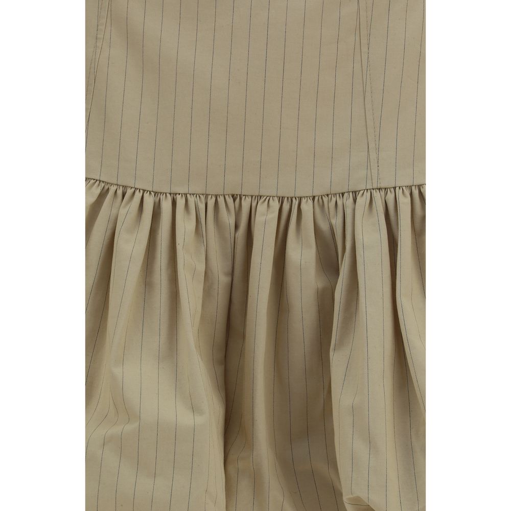 Beige Cotton Mini Skirt