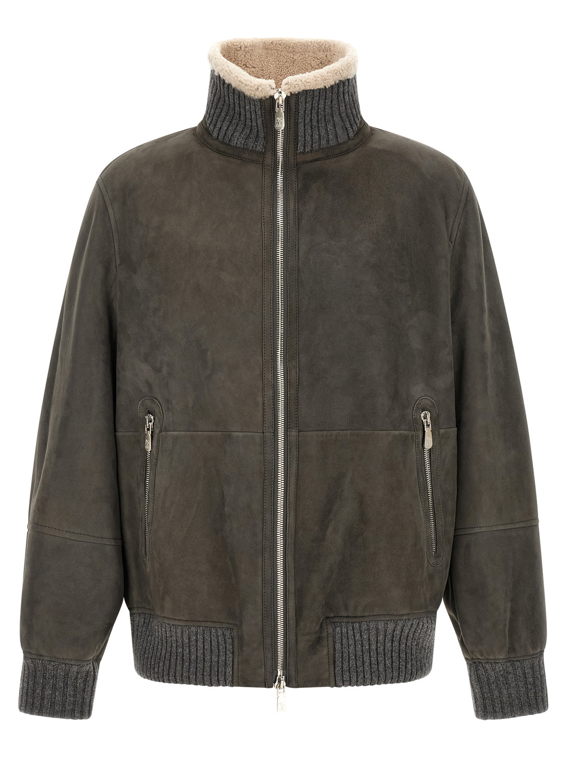 Gray Lamb Leather Leather Jacket