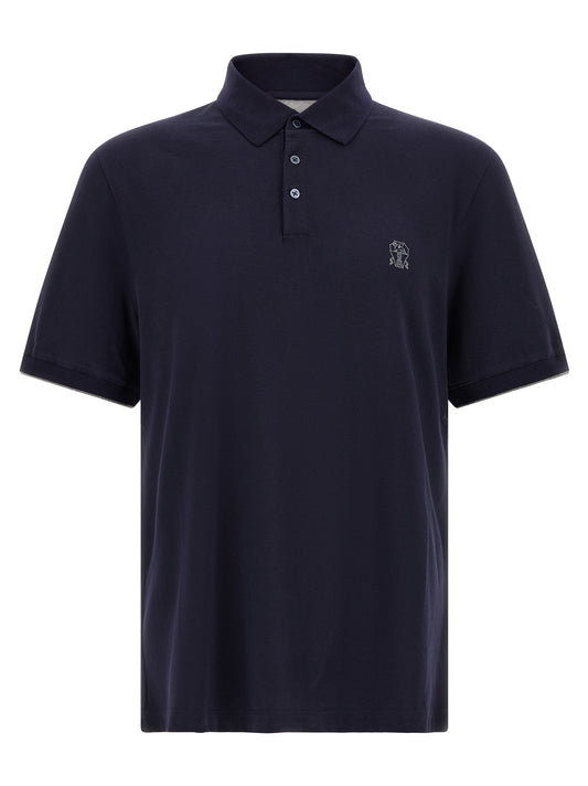 Blue Cotton Polo Shirt