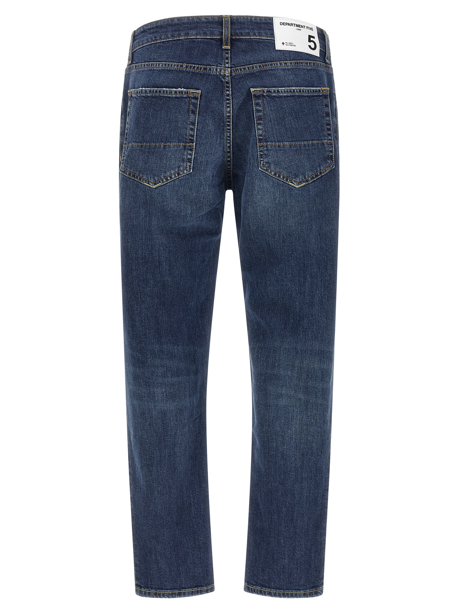 Blue Cotton Cropped Jeans