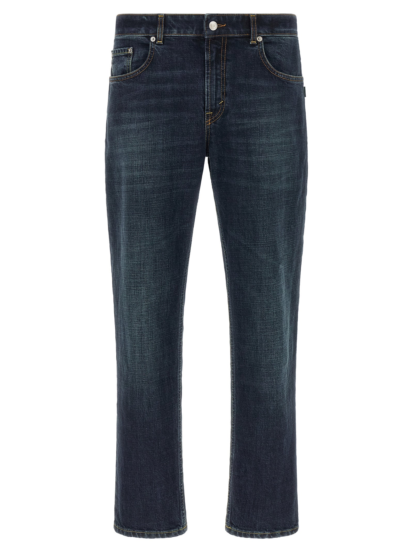 Blue Cotton Cropped Jeans
