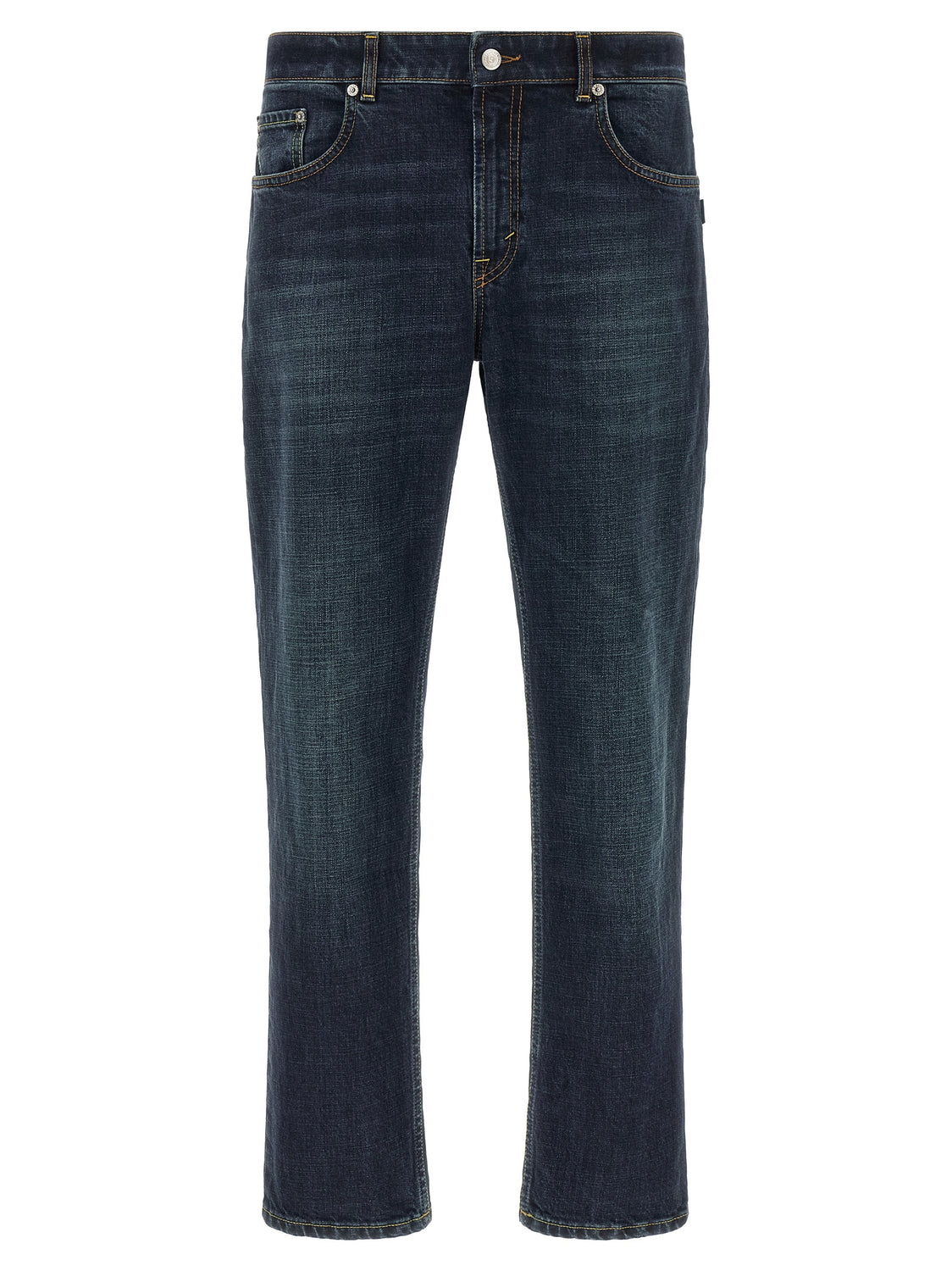 Blue Cotton Cropped Jeans
