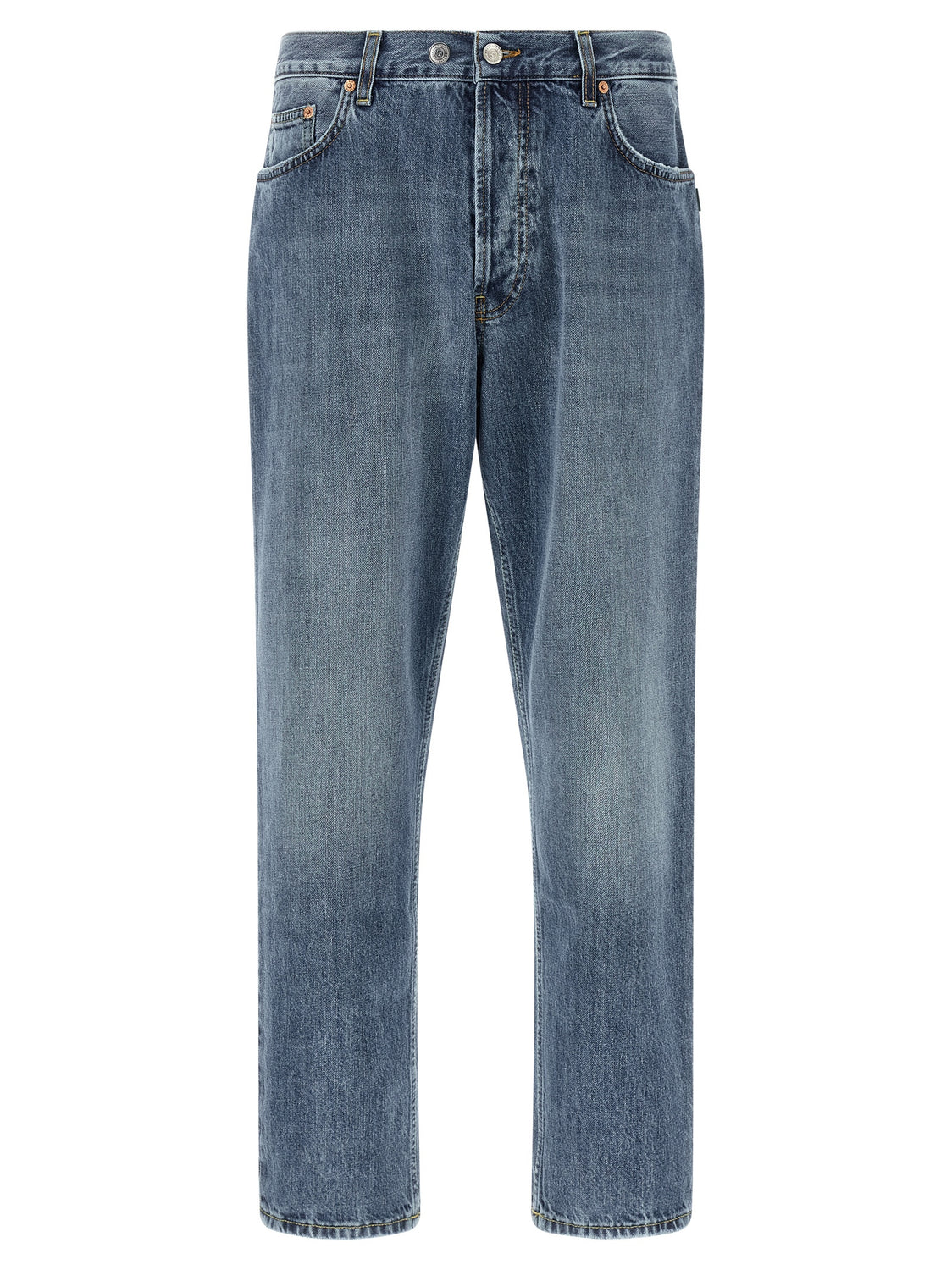 Blue Cotton Tapered Jeans