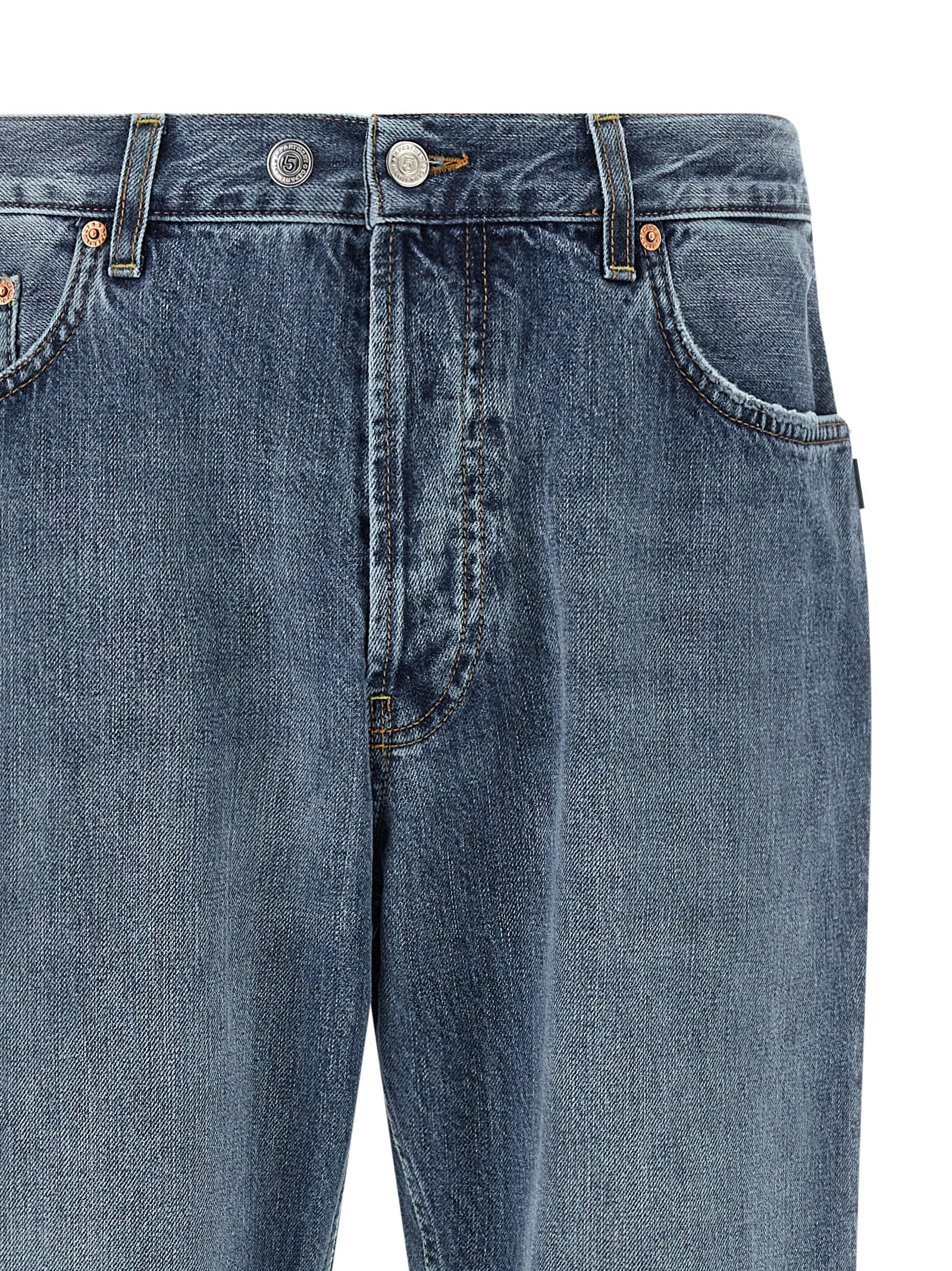 Blue Cotton Tapered Jeans
