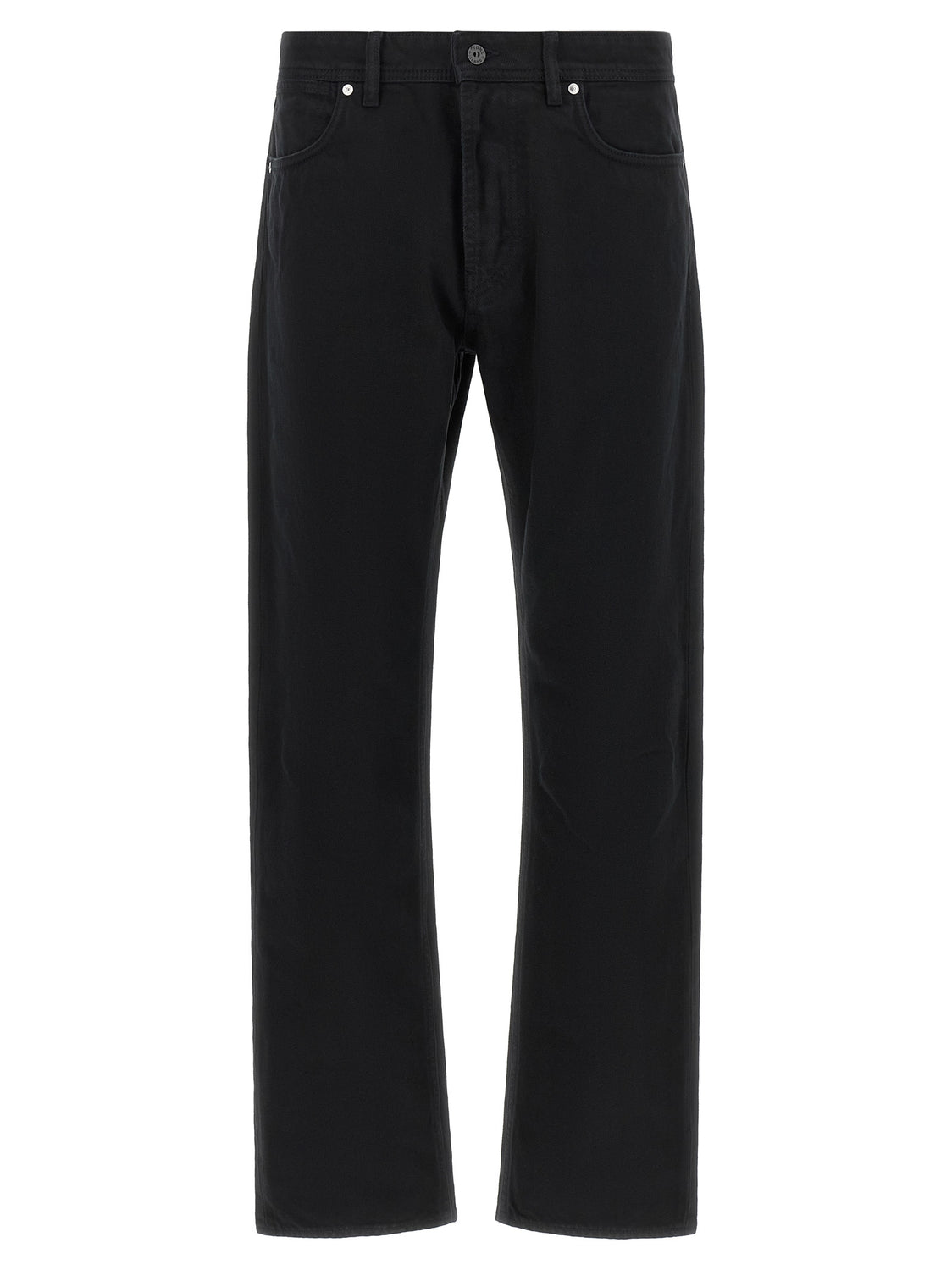 Black Cotton Straight-Leg Jeans