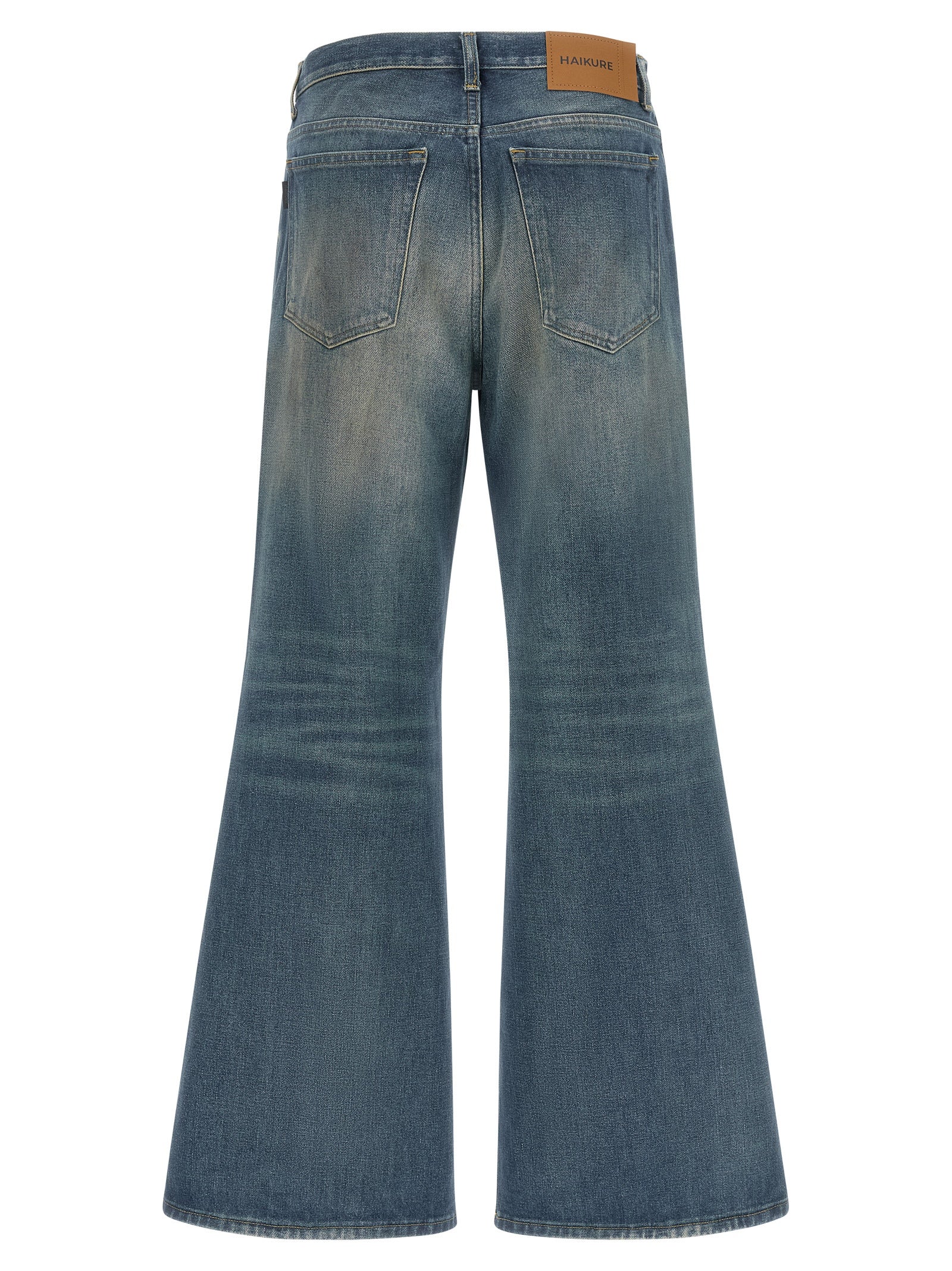 Blue Cotton Flared Jeans
