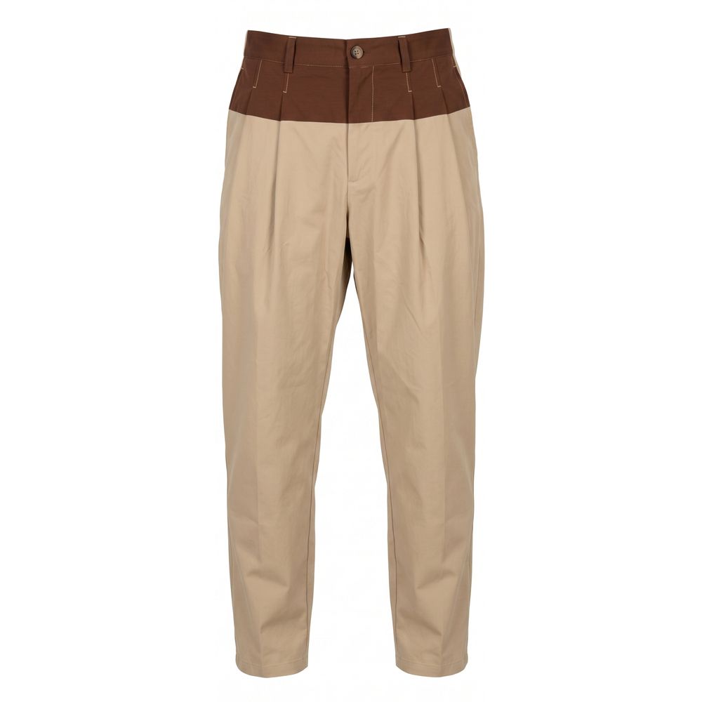 Beige Cotton Mens Pants