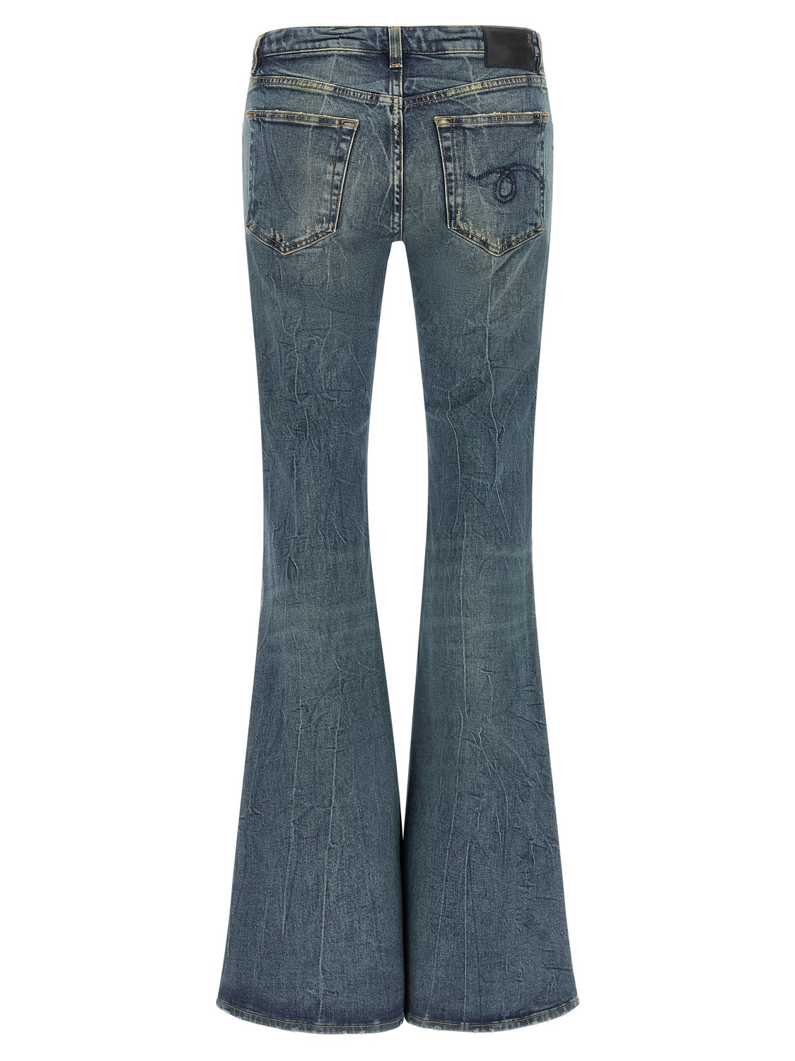 Blue Cotton Flared Jeans
