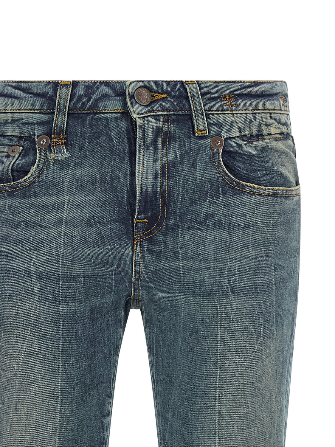 Blue Cotton Flared Jeans