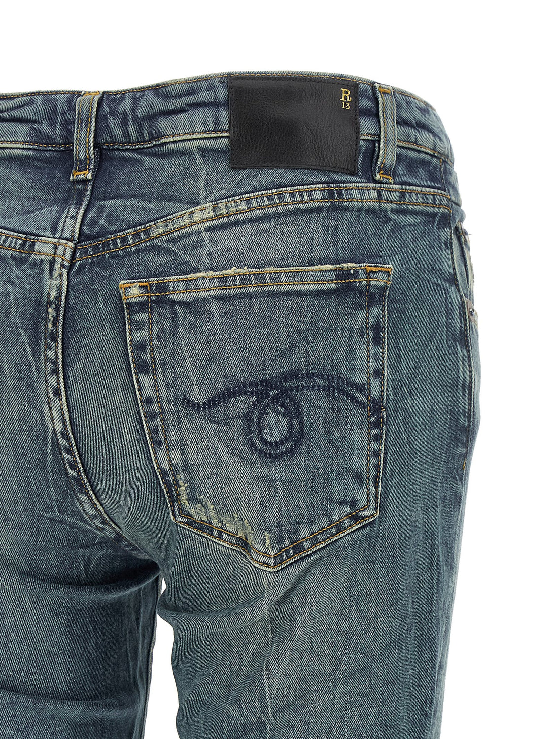 Blue Cotton Flared Jeans