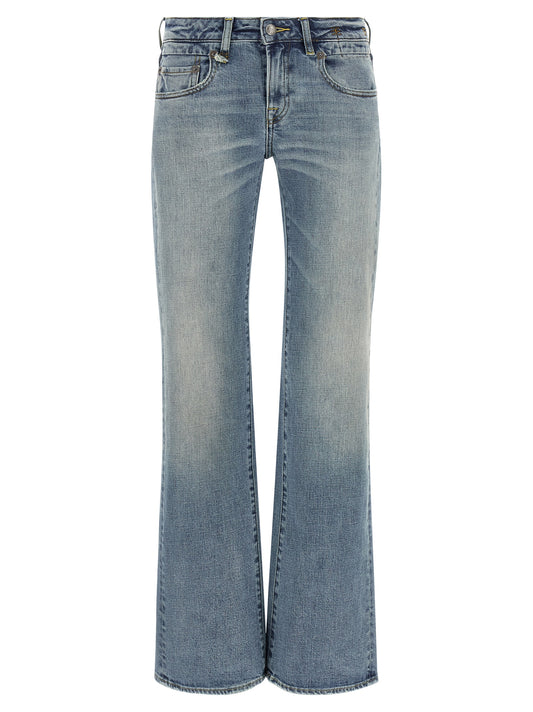 Blue Cotton Flared Jeans
