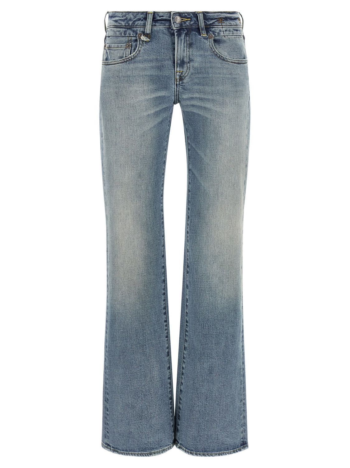 Blue Cotton Flared Jeans