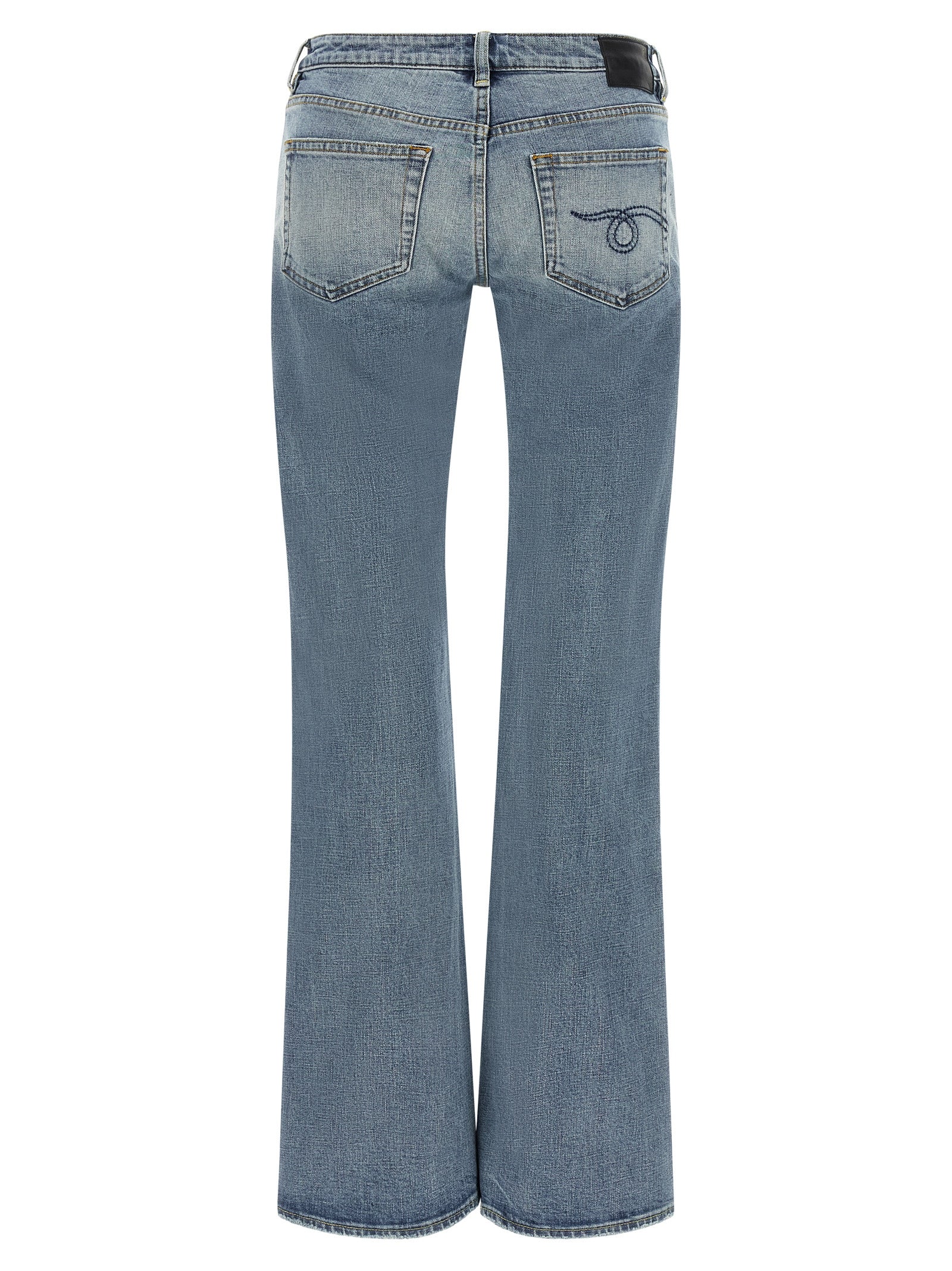 Blue Cotton Flared Jeans