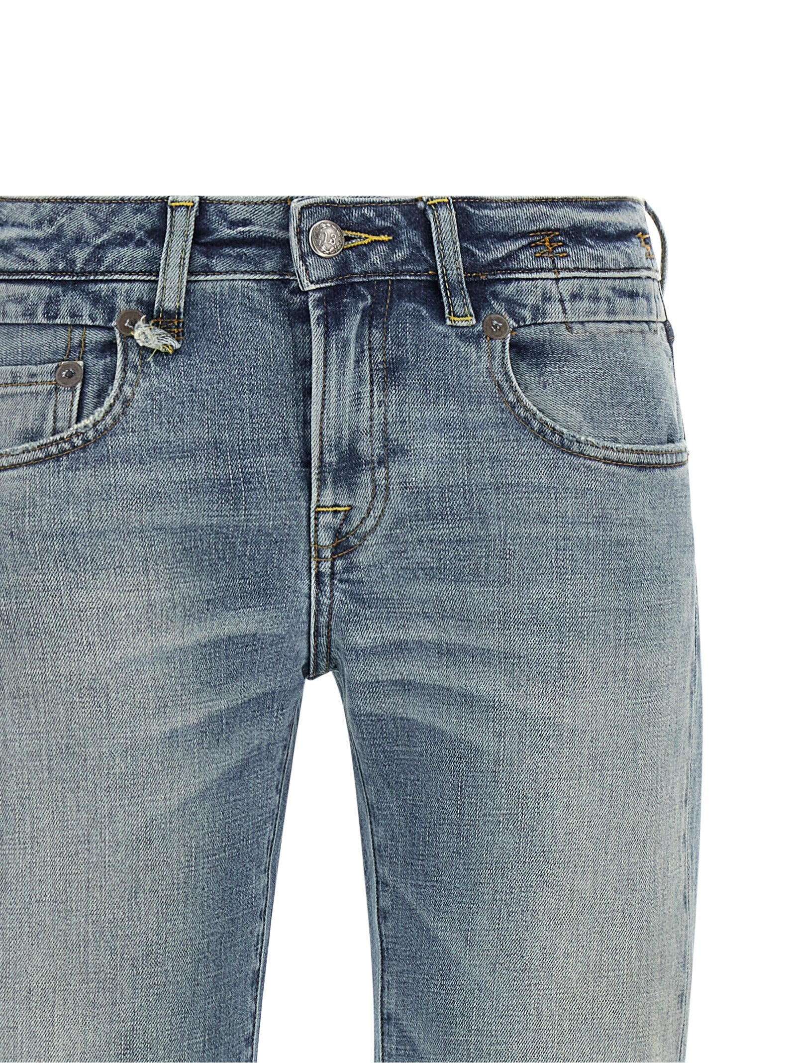Blue Cotton Flared Jeans
