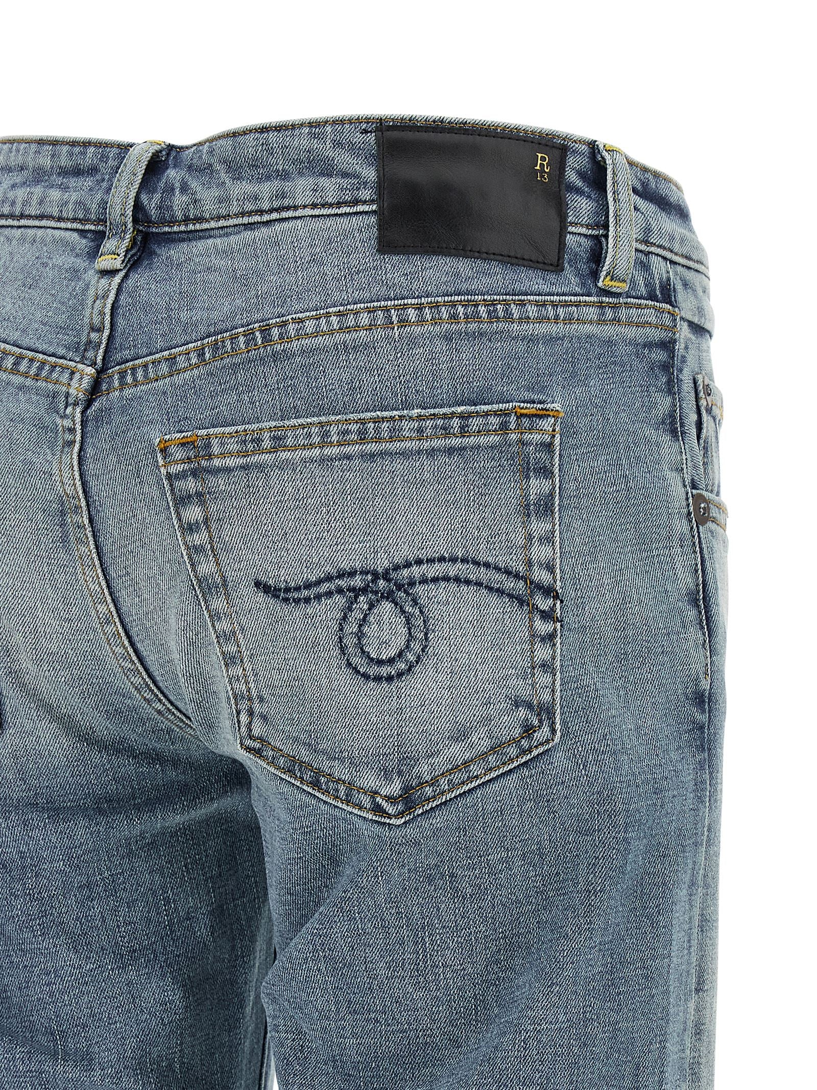 Blue Cotton Flared Jeans