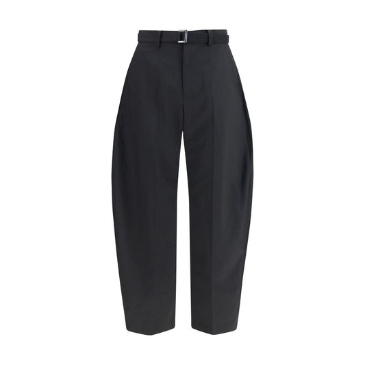 Black Polyester Casual Pants