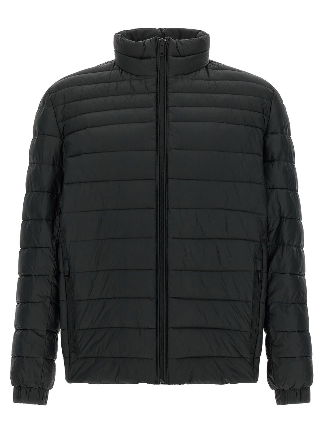 Black Recycled Polyamide Full-Length Jacket