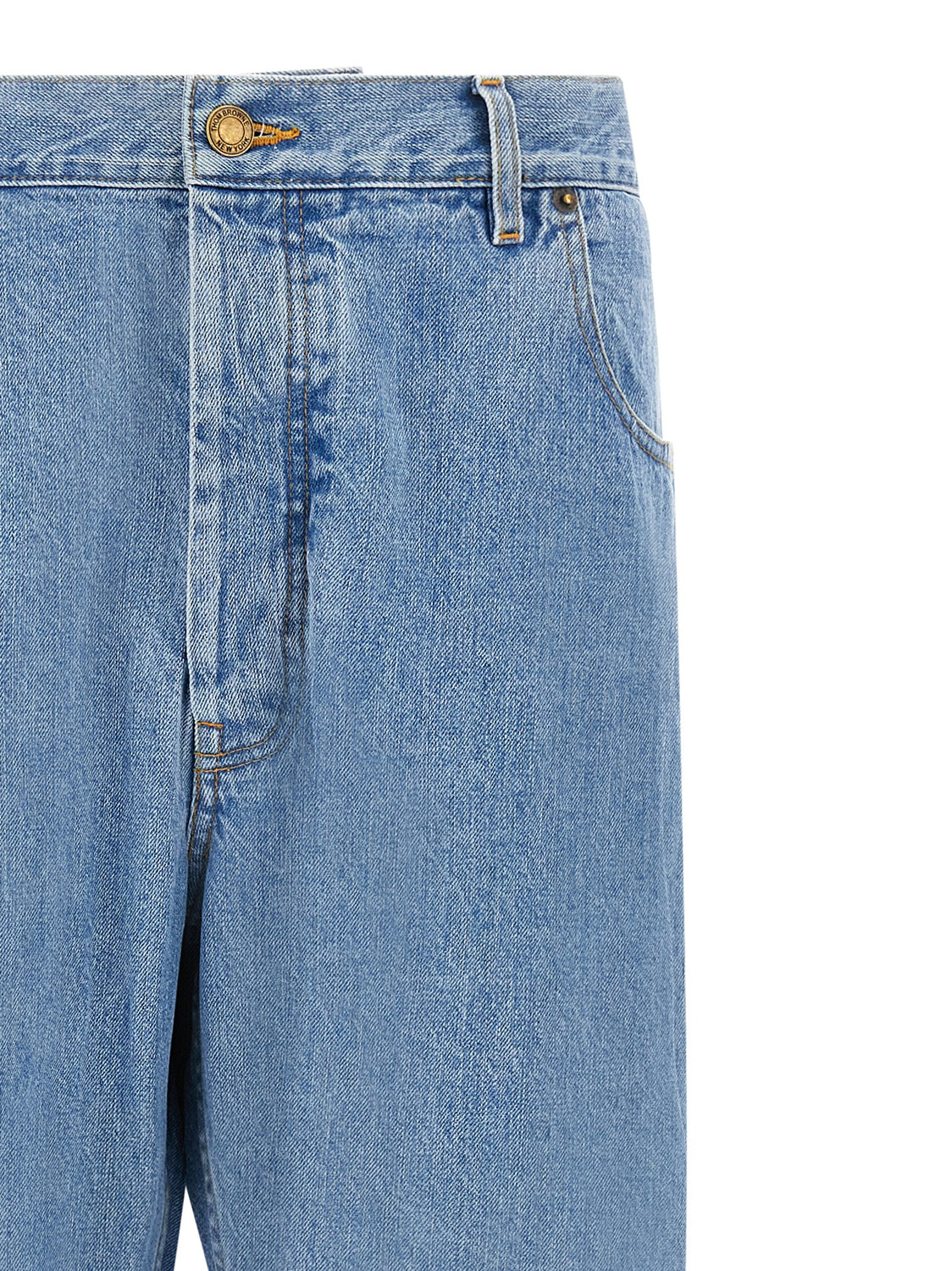 Blue Cotton Straight-Leg Jeans