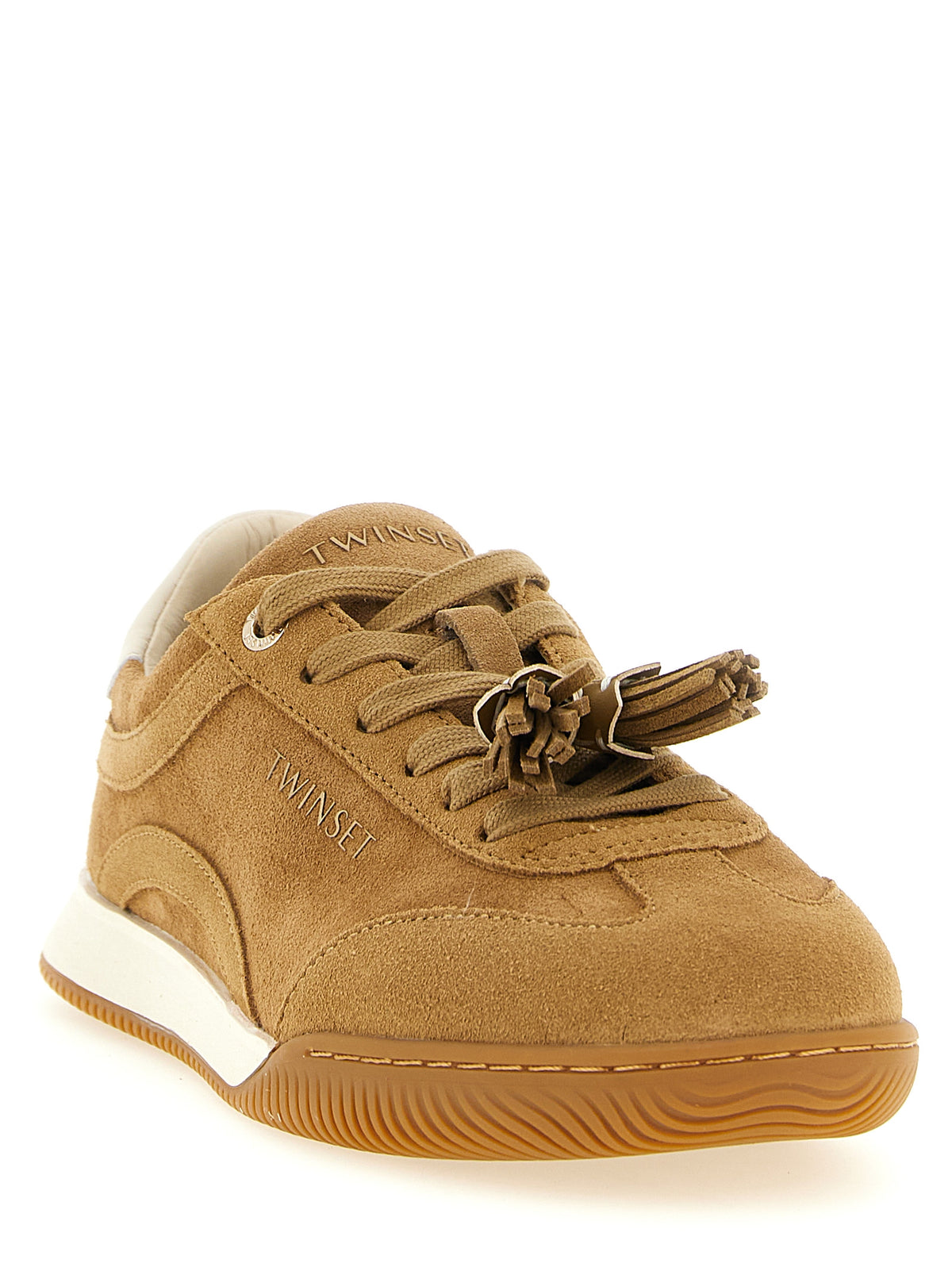 Beige Leather Low Top Sneakers
