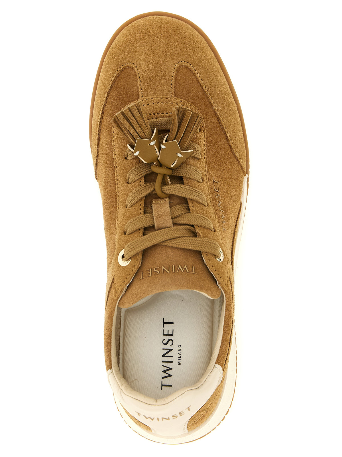 Beige Leather Low Top Sneakers