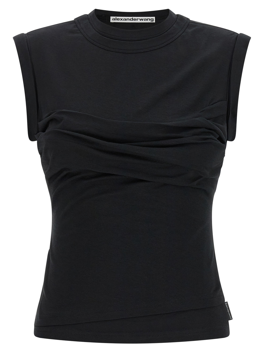 Black Cotton Sleeveles T-Shirt