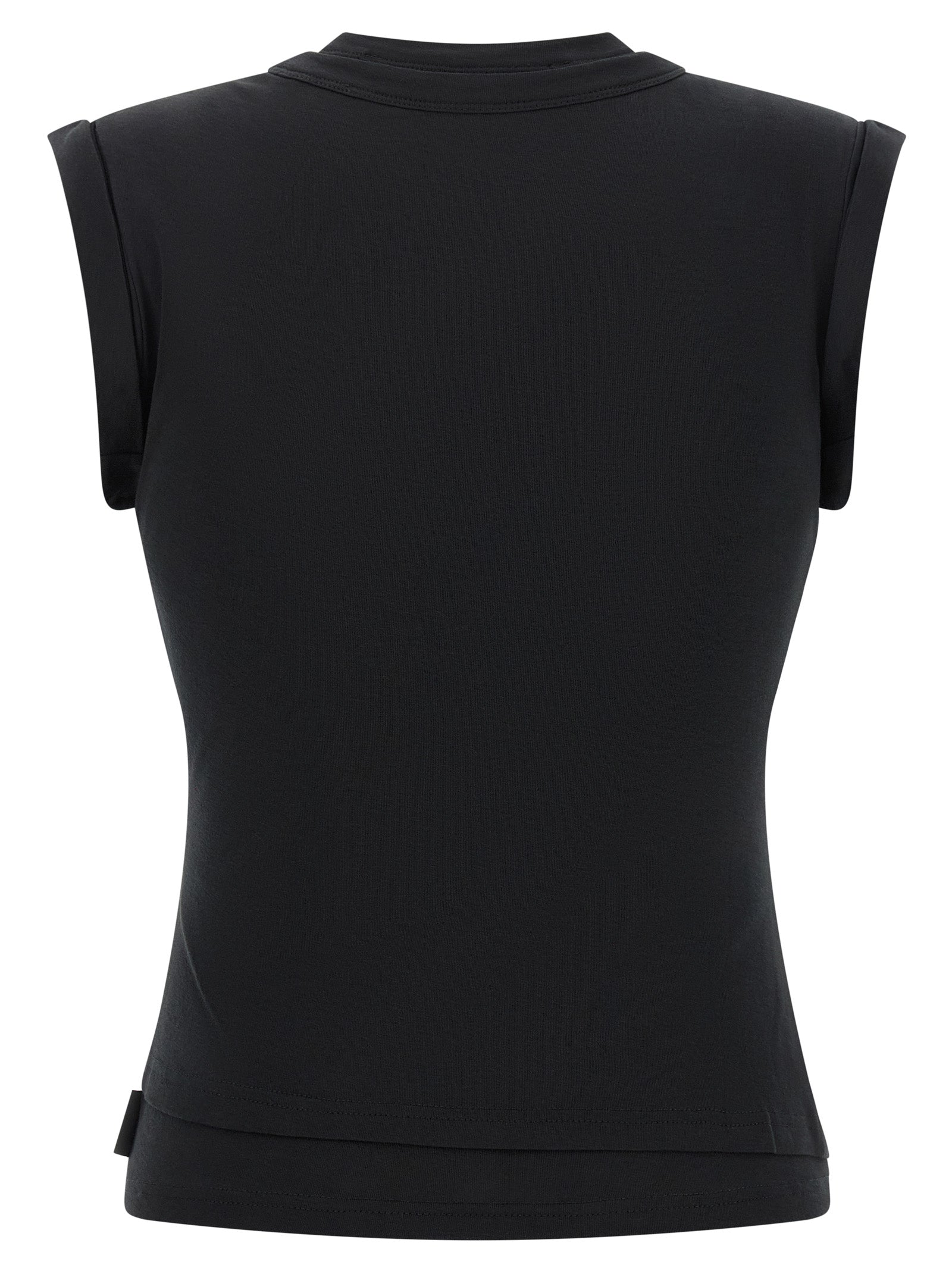 Black Cotton Sleeveles T-Shirt