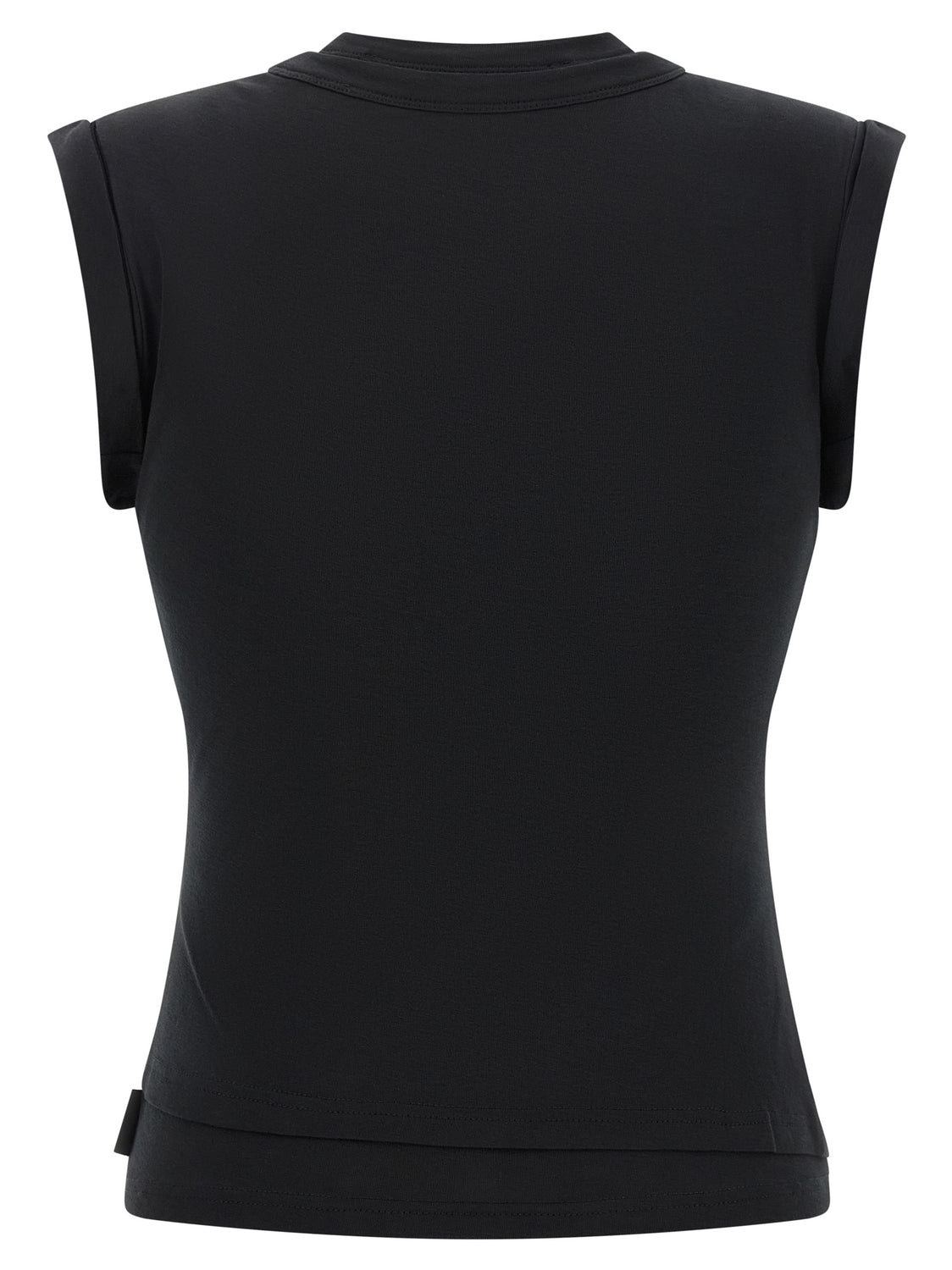 Black Cotton Sleeveles T-Shirt