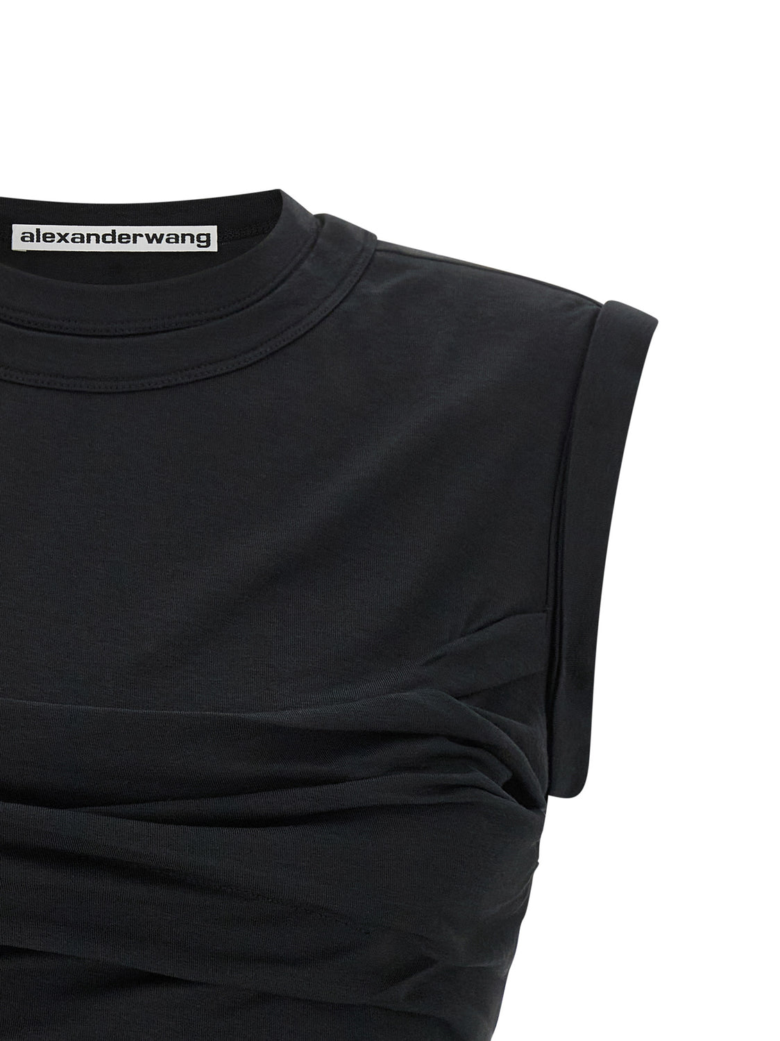 Black Cotton Sleeveles T-Shirt