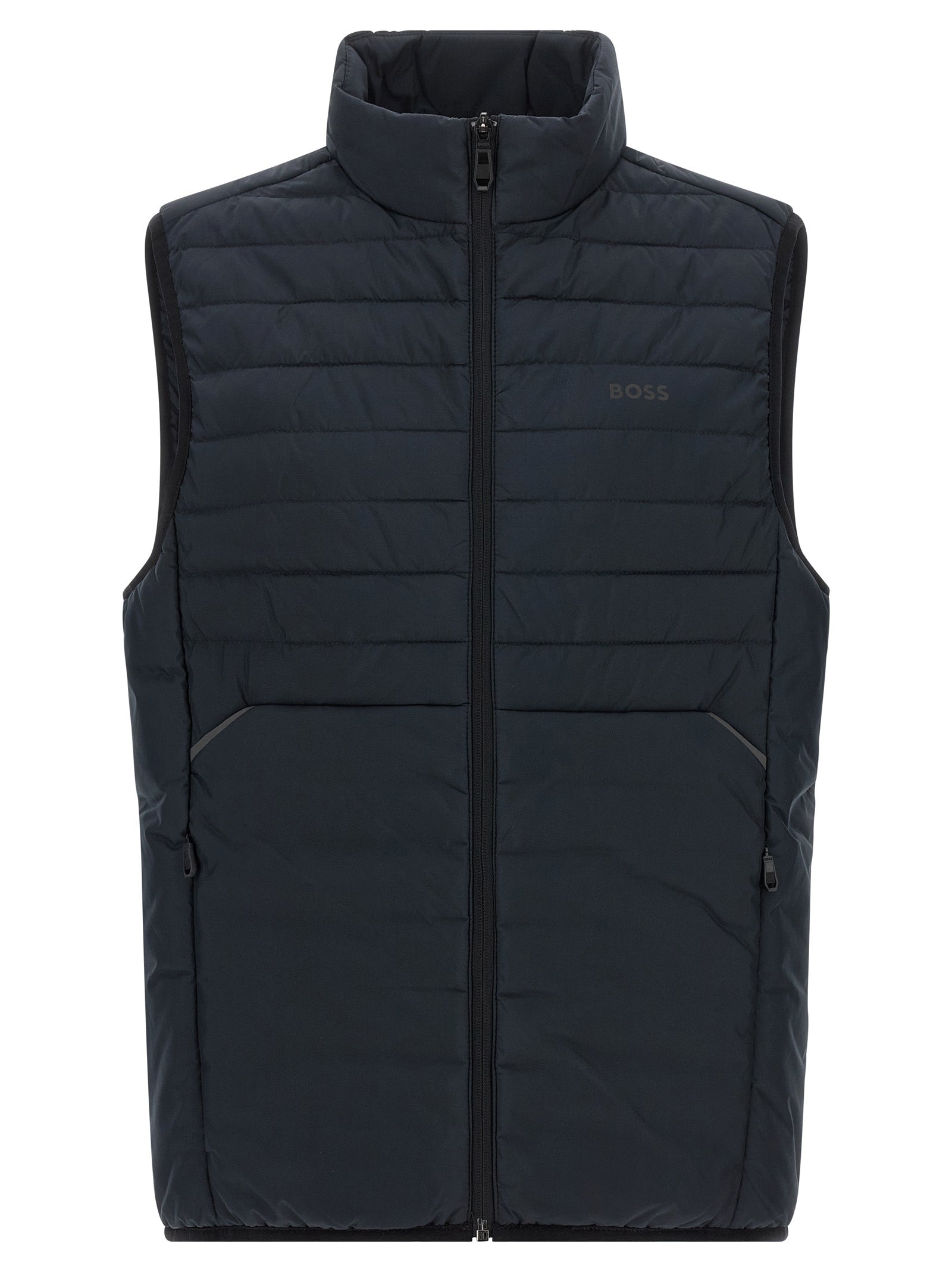 Blue Polyester Sleeveless Jacket