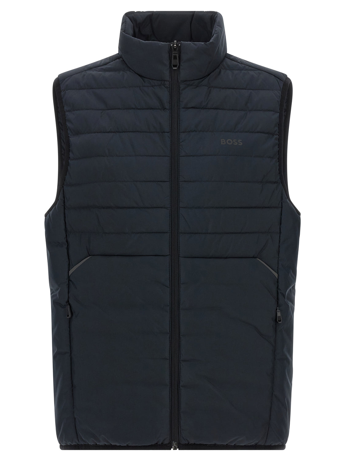 Blue Polyester Sleeveless Jacket