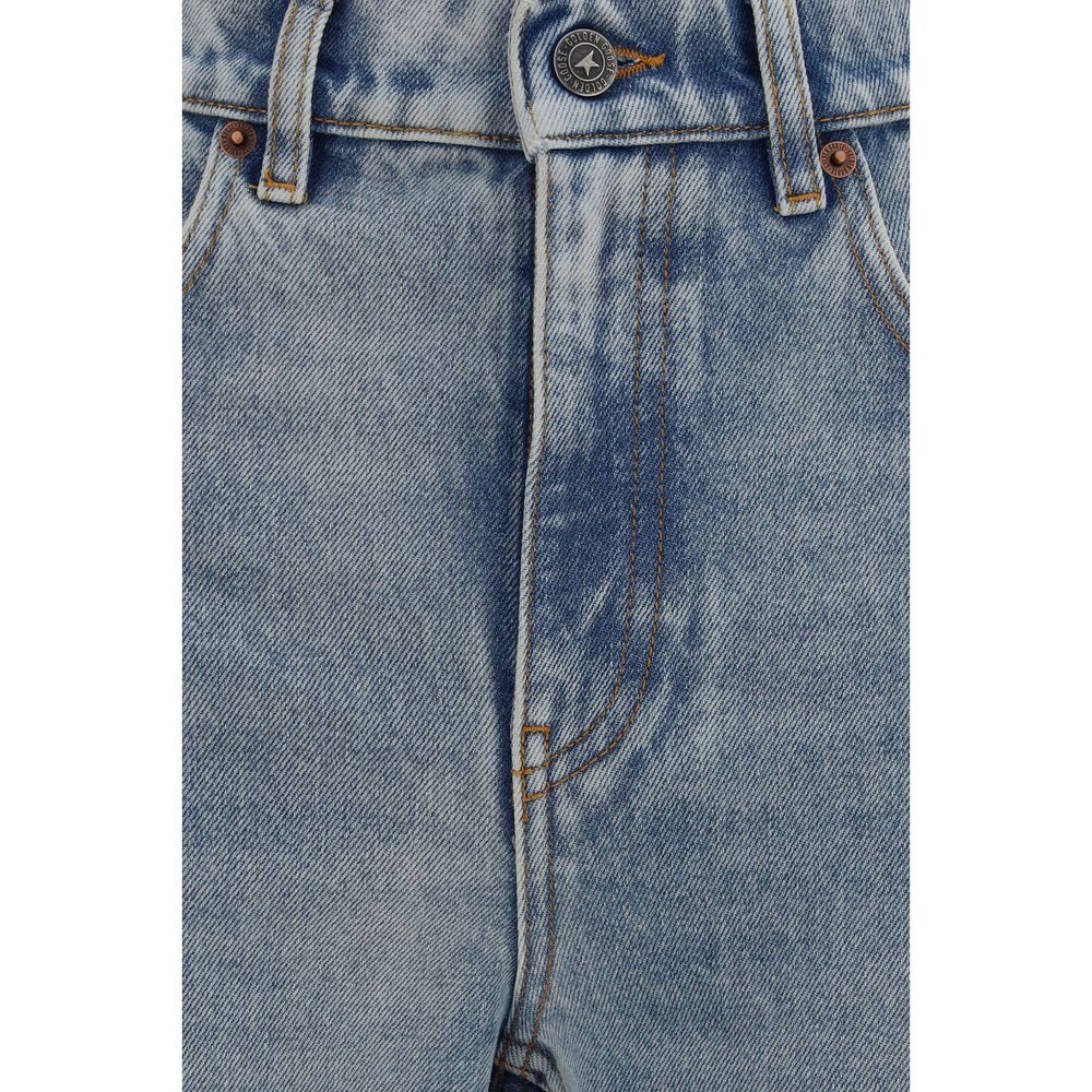 Blue Cotton Straight-Leg Jeans