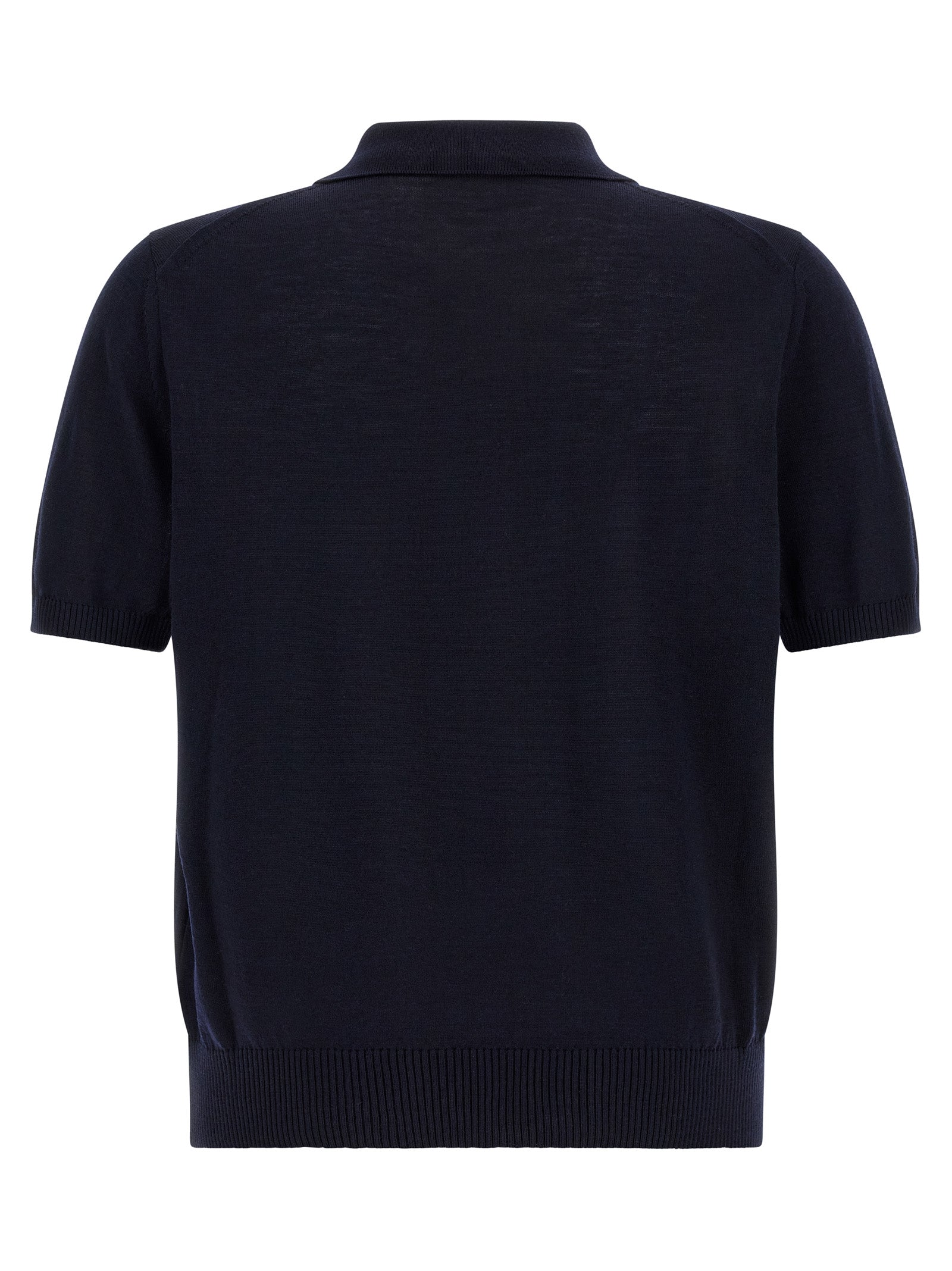 Blue Virgin Wool Polo Shirt