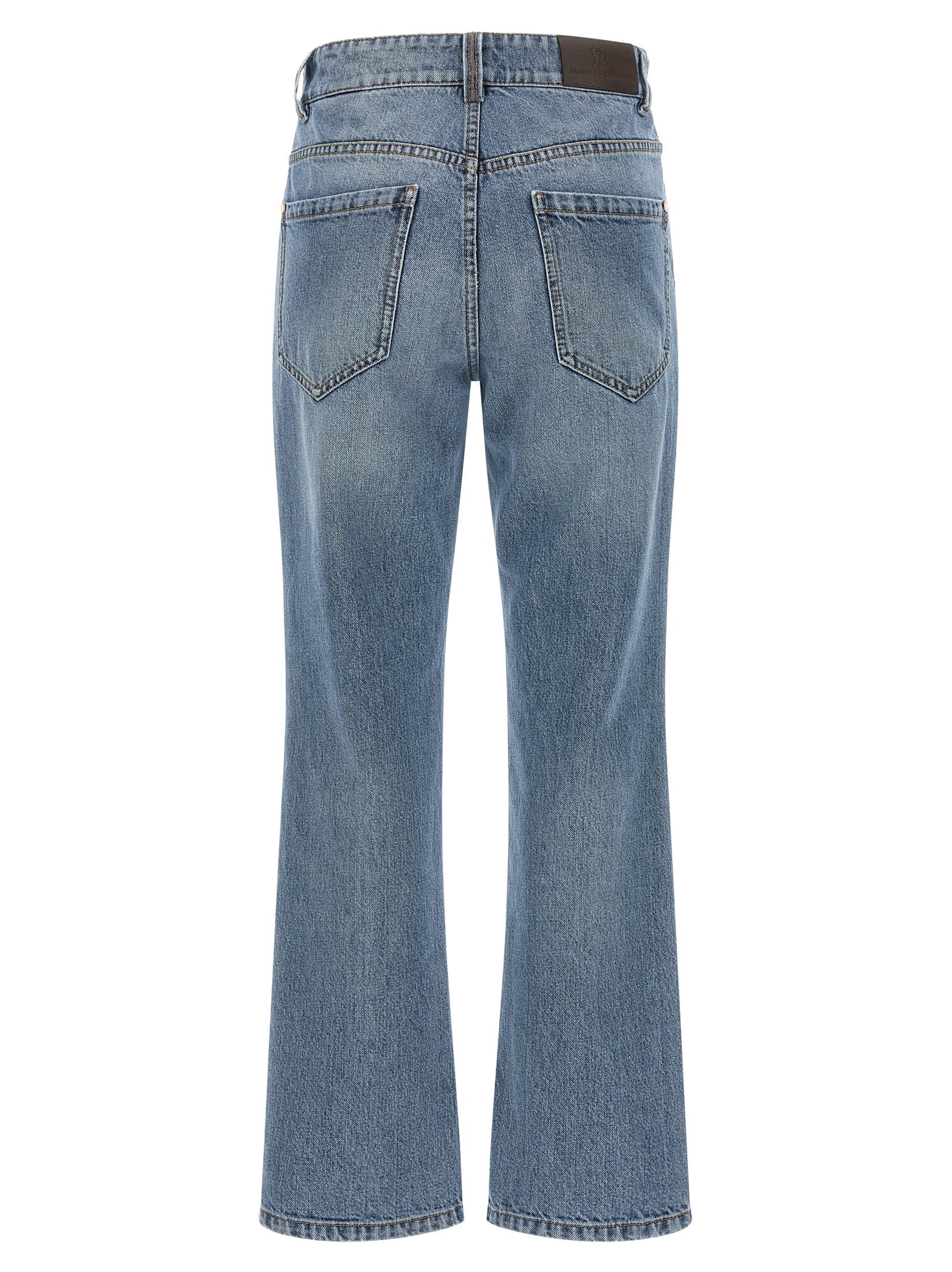 Blue Cotton Cropped Jeans