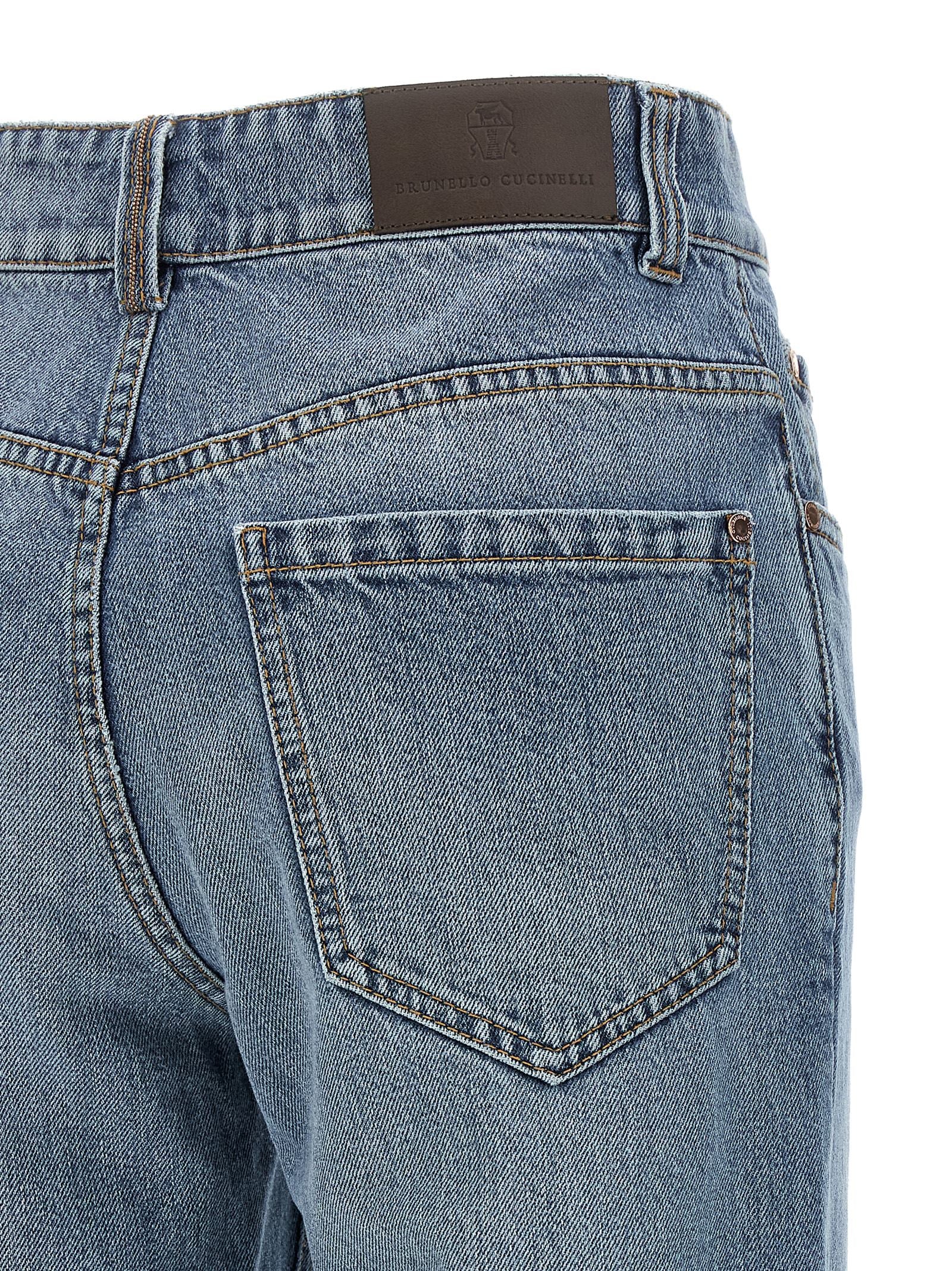 Blue Cotton Cropped Jeans