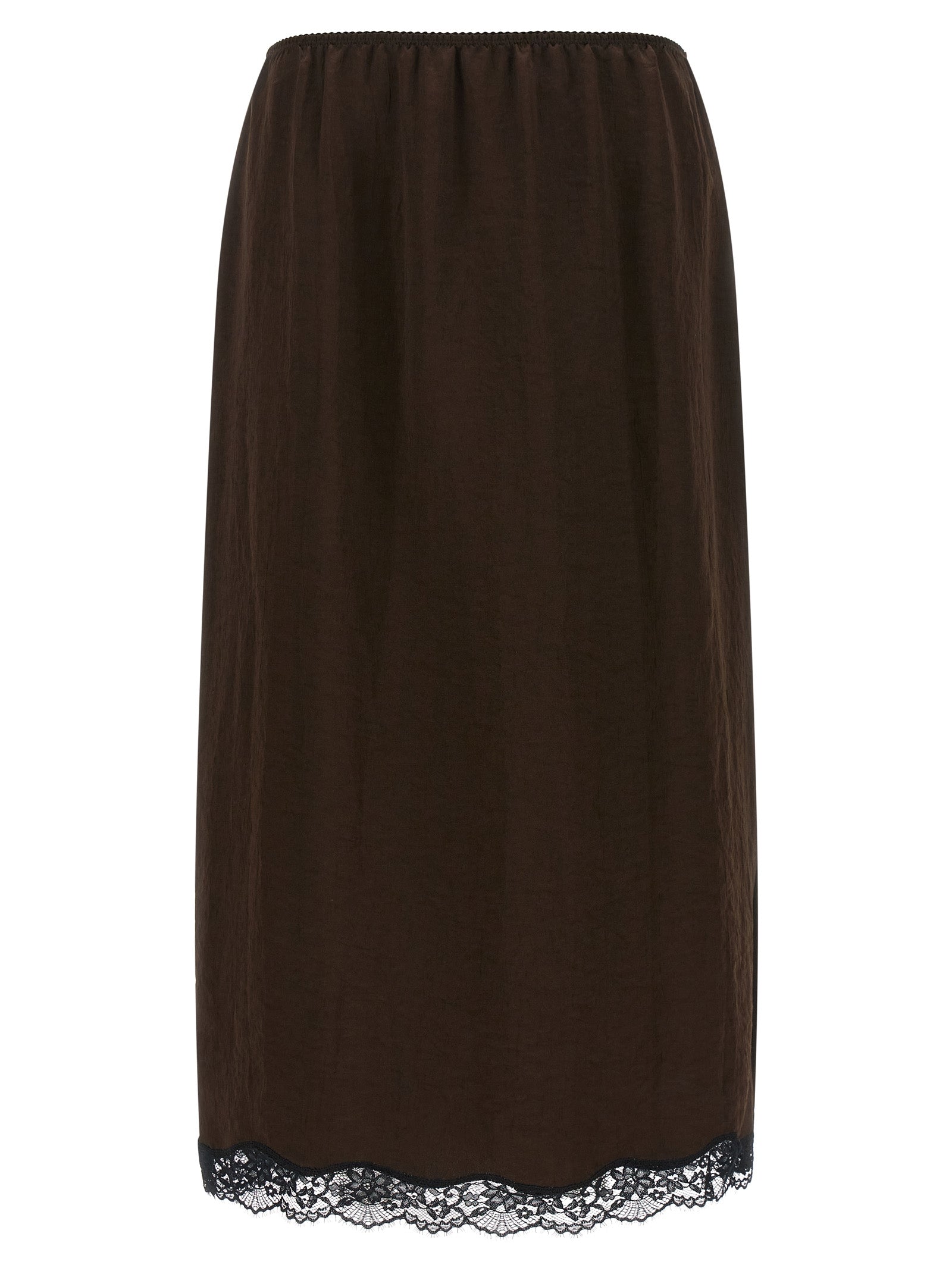 Brown Marabou Midi Skirt