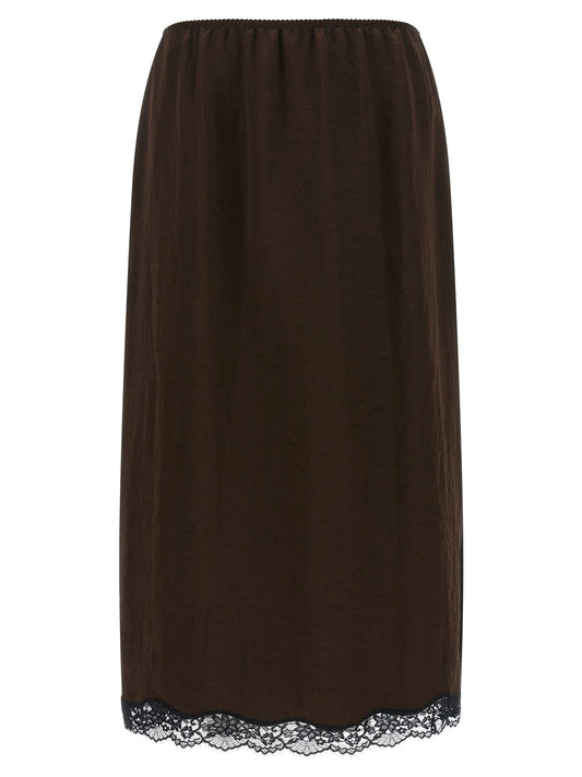 Brown Marabou Midi Skirt