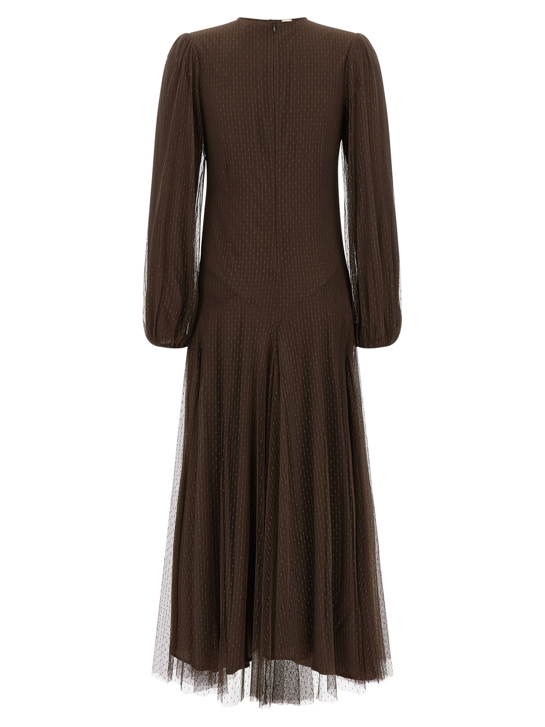 Brown Polyester Long Dress
