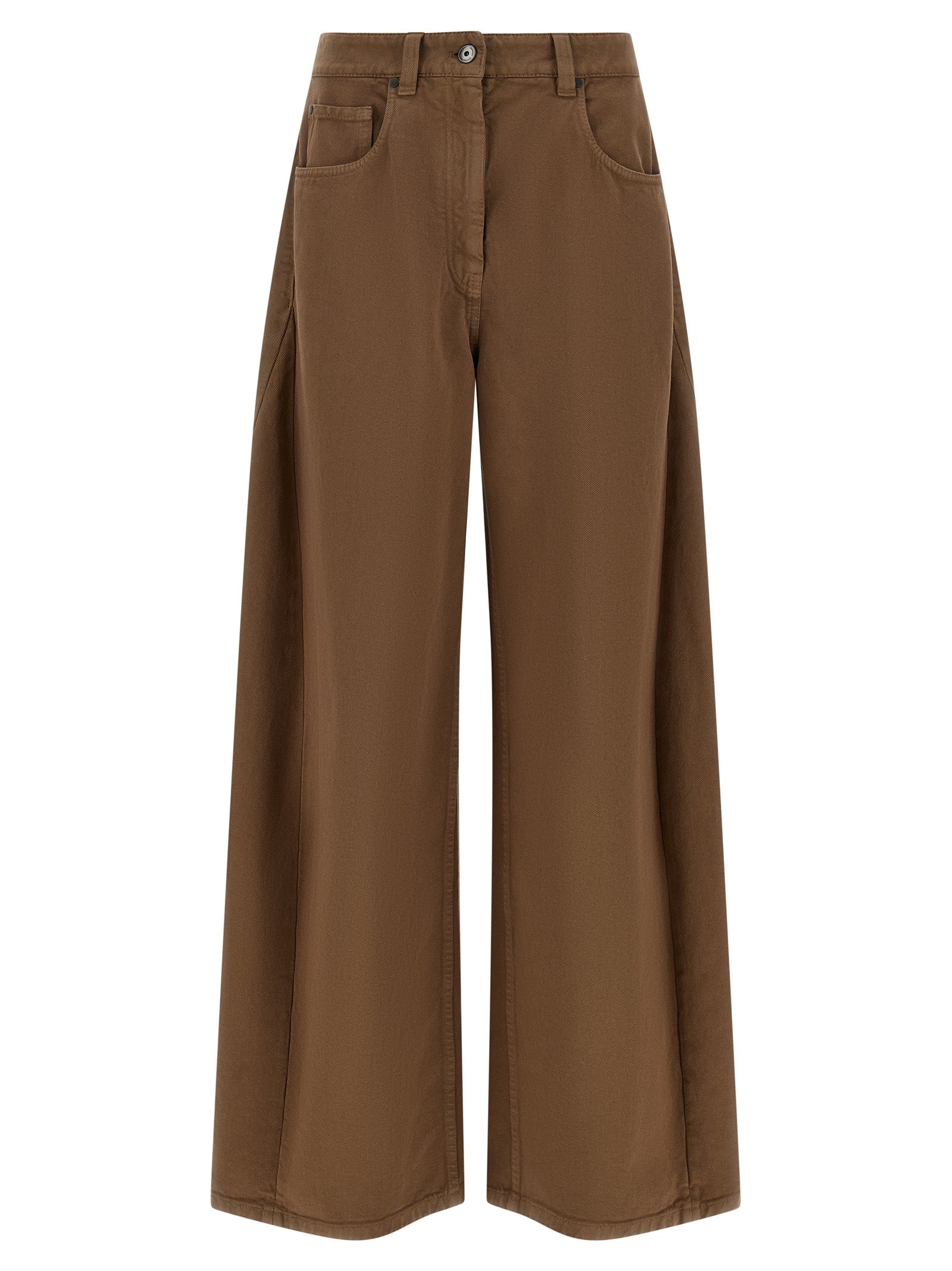 Brown Cotton Casual Pants