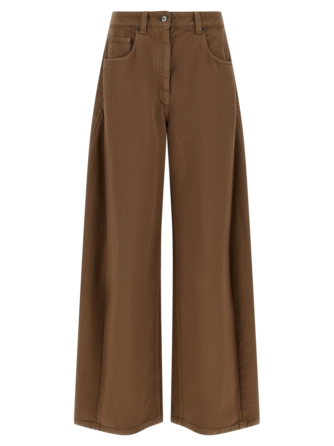 Brown Cotton Casual Pants