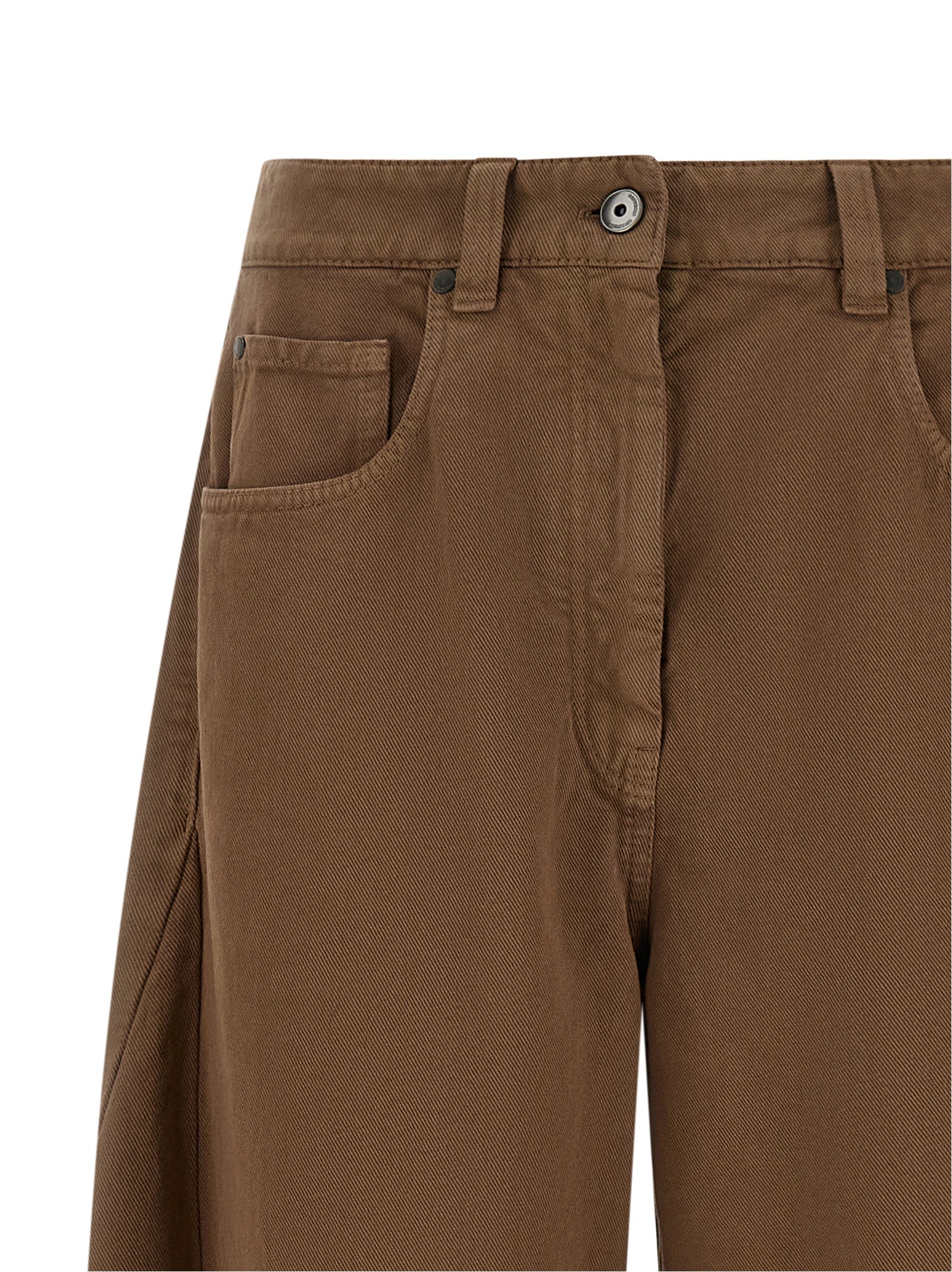 Brown Cotton Casual Pants