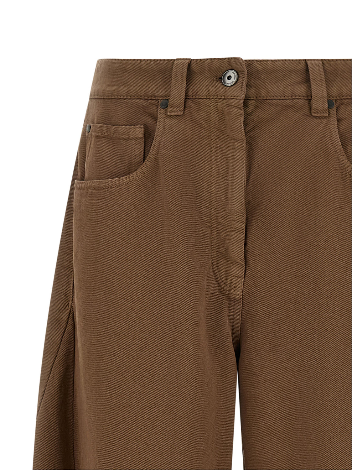 Brown Cotton Casual Pants