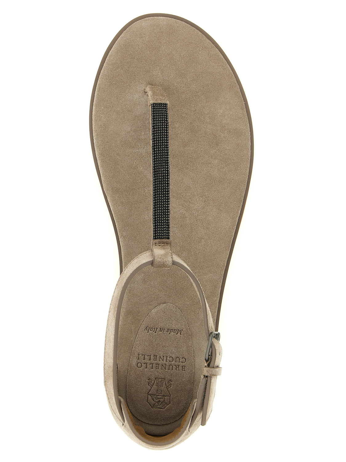 Beige Calfskin Flat Sandals