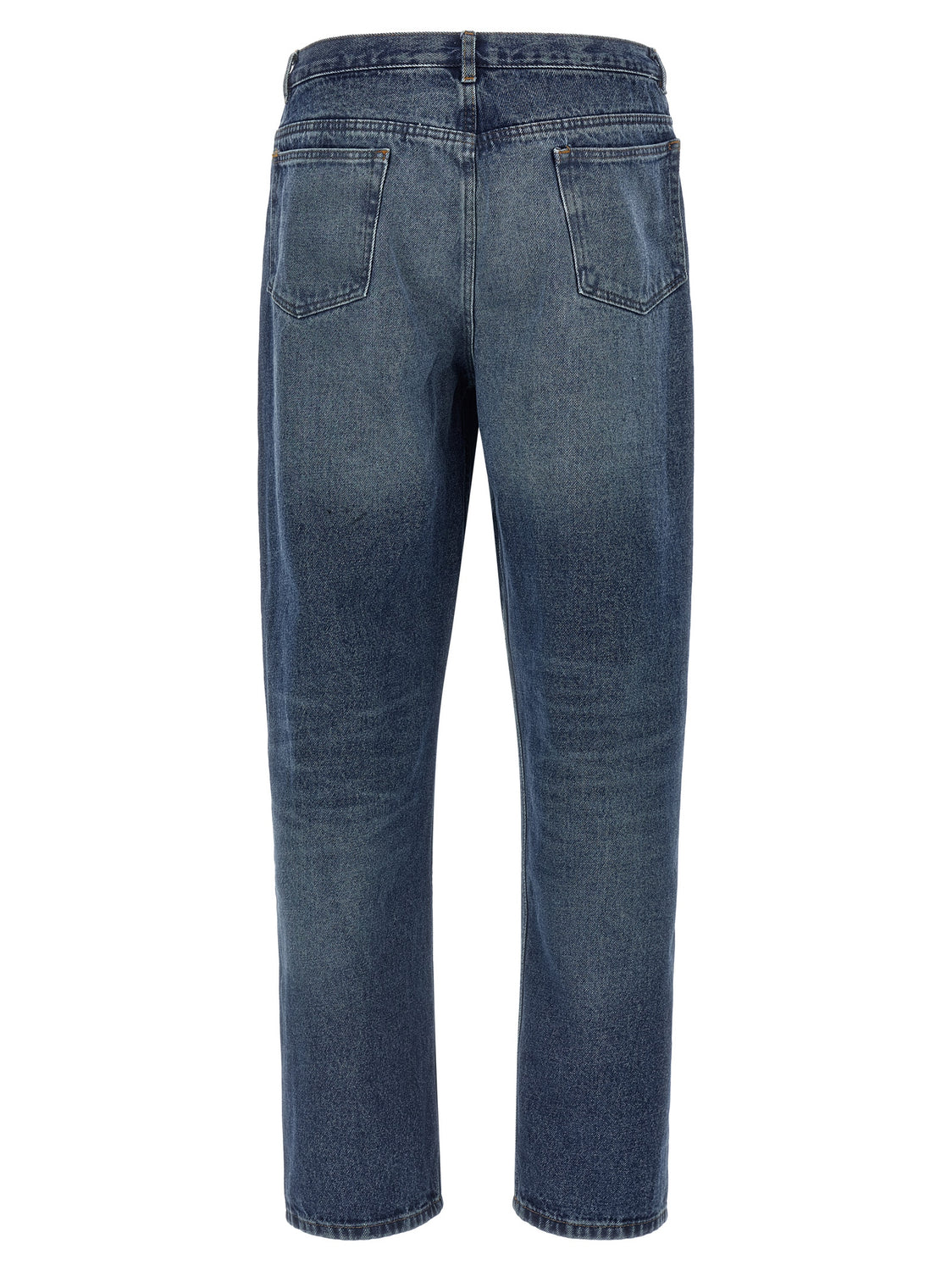 Blue Cotton Straight-Leg Jeans