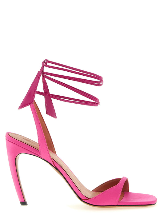 Fuchsia Leather Stiletto Heel Sandals