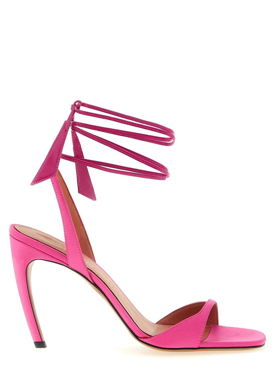 Fuchsia Leather Stiletto Heel Sandals